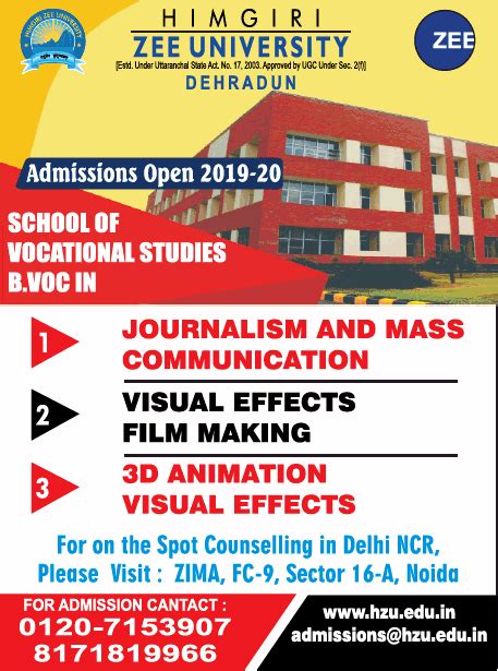 Himgiri Zee University Admissions Open 2019 20 Ad Delhi Times Advert