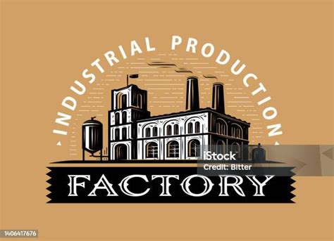 template desain simbol pabrik tua industri industri pembuatan vektor