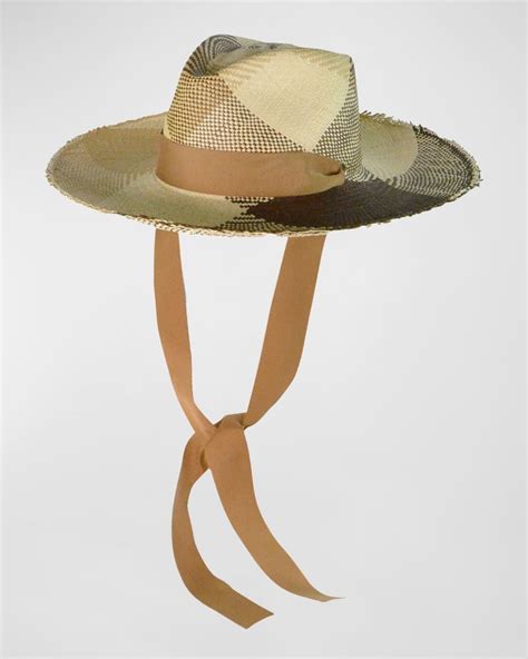 Sensi Studio Hojas Large Brim Straw Hat With Straps Neiman Marcus