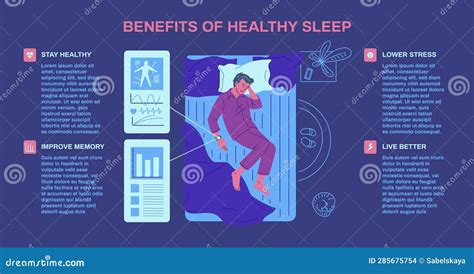 Benefits of Healthy Sleep Infographics, Flat Vector Illustration on ...