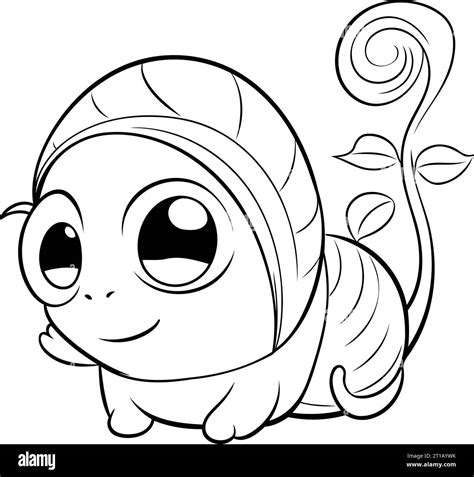 Cute Cartoon Caterpillar Coloring Book Page For Kids Stock Vector