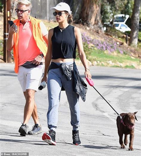 Alessandra Ambrosio Shows Flat Stomach Walking Cute Pup In Los Angeles