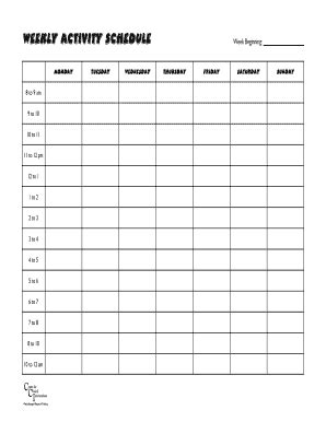 31 Printable Weekly Activity Schedule Forms and Templates - Fillable Samples in PDF, Word to ...