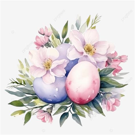 Watercolor Easter Eggs With Flowers Easter Easter Eggs Egg Png