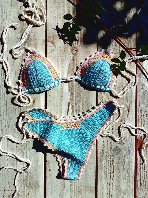 Crochet Bikini High Hip Brazilian Crochet Bikini Set Turquoise Etsy