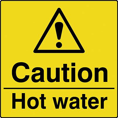 Self Adhesive Vinyl Caution Hot Water Label Roll Of Spectrum Industrial Warning