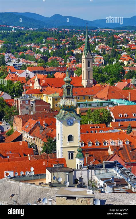 Aerial View Of Rooftops And The Towers Of St Marys Church And St