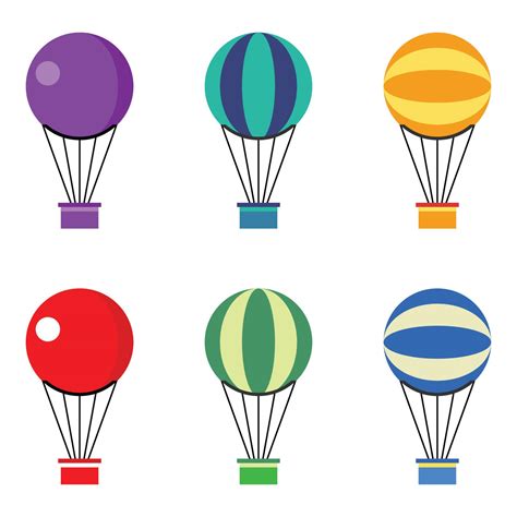 Hot Air Balloon Icon Set Colorful Flat Design Vector Illustration 22024641 Vector Art At Vecteezy
