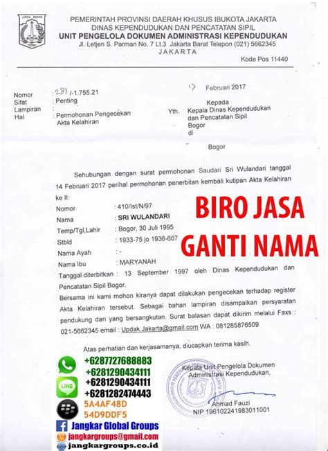 Surat Permohonan Ganti Nama Akte Lahir Contoh Surat Permohonan Porn