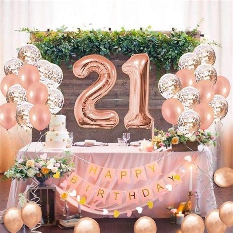 21st Birthday Decorations Rose Gold Twenty First Party Supplies