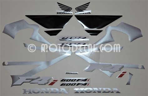 Honda Cbr 600 F4i 2001 Silver Black Decal Kit By Motodecalcom