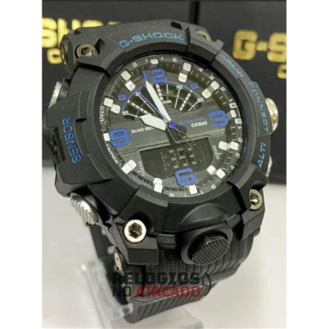 Rel Gio G Shock Mudmaster Black Out Preto Azul Shopee Brasil