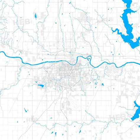 Rich detailed vector map of Topeka, Kansas, USA - HEBSTREITS | Map ...