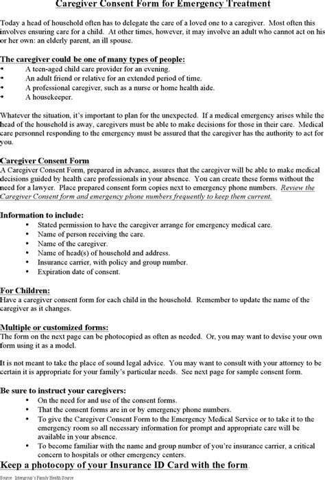 Caregiver Agreement Template