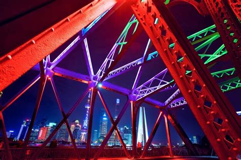 Premium Photo | Shanghai skyline across garden bridge