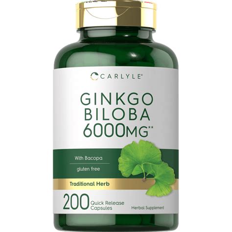 Ginkgo Biloba Capsules 6000mg 200 Count By Carlyle