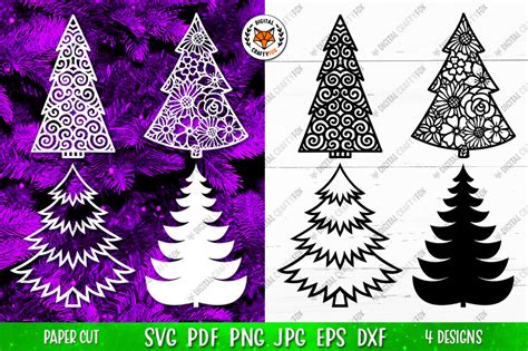 Christmas Tree Silhouette Paper Cut SVG Graphic By Digital Craftyfox