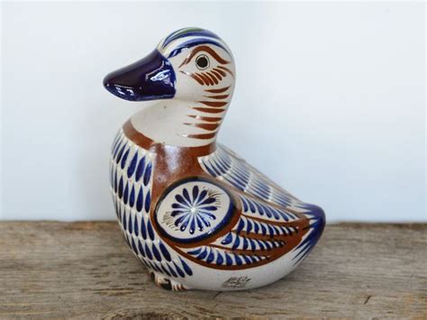 Vintage Tonala Large Duck Mexican Pottery Signed Mateos Tostado 5 5