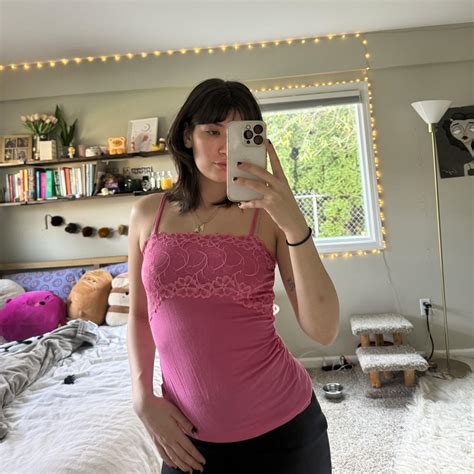 Pink Lacey Tank Depop Pink Vintage Lingerie Depop