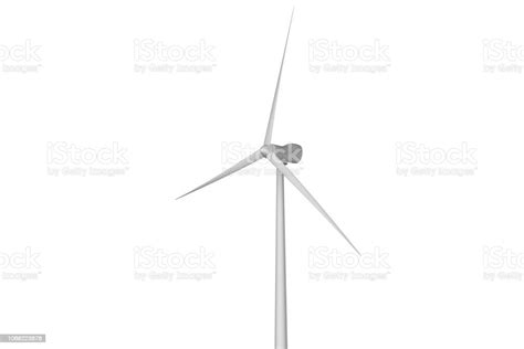 Single Wind Turbine Isolated On White Background Wind Power Industrial