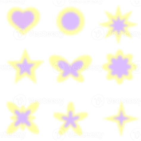 Set Blur Y2k Aura Shape Yellow Purple Abstract Blurred Gradient Shape