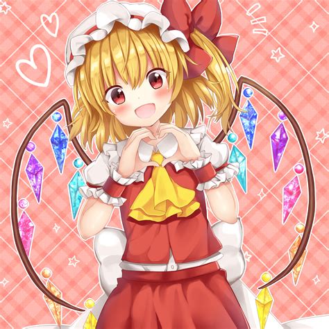 Safebooru Girl Absurdres Ascot Bangs Blonde Hair Flandre Scarlet Hat Hat Ribbon Head Tilt