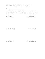 4.3 solve complete square.pdf - Math 20-1 4.3 Solving quadratics by ...