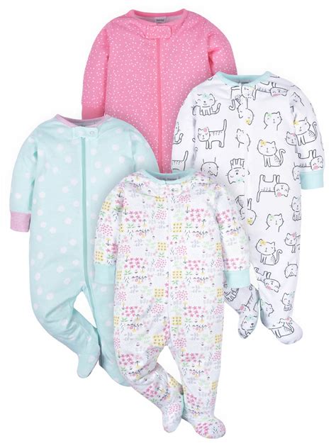 Onesies Brand Baby Girl Sleep 'n Play Footed Pajamas, 4-Pack (Newborn ...