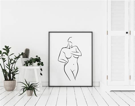 Abstract Naked Woman Print Minimalist Body Line Art Female Etsy