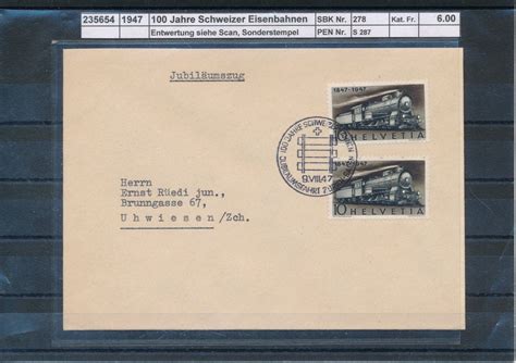 Jahre Schweizer Eisenbahnen Sonderstempel Kaufen Auf Ricardo