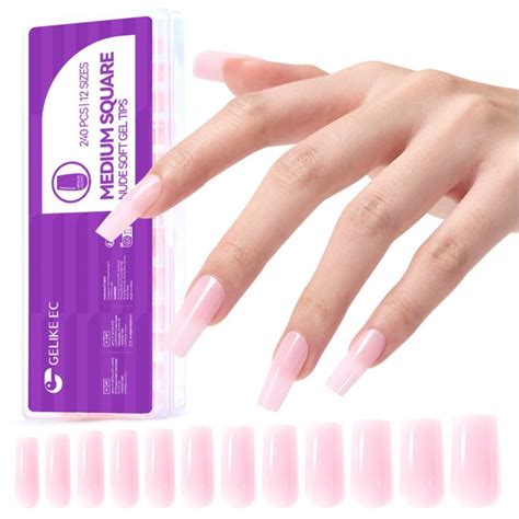 Gelike Ec 240pcs Nude Colored Medium Square Nail Tips For Barbie 2 In