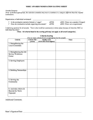 Fillable Online Wsd Dli Mt AWARDS COMMITTEE SCORING SHEET Fax Email