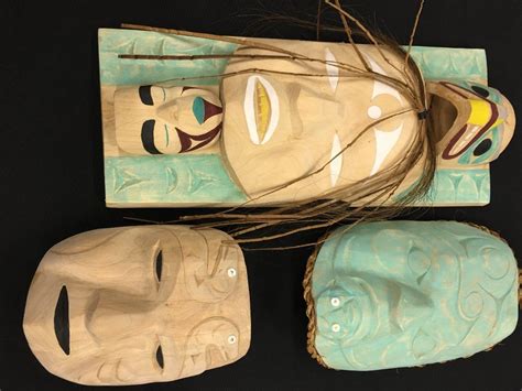 COLLECTION OF 3 MASKS BY COAST SALISH ARTIST DARRYL FRANCIS. MASK 1 (16 ...