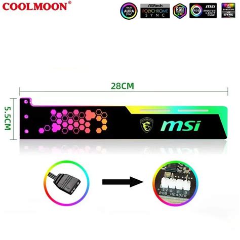 Горизонтальный держатель для видеокарты COOLMOON MSI RGB LED PC Большой ...