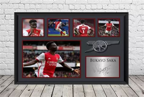 Bukayo Saka Arsenal Fc Signed Photo Print Poster Football Memorabilia