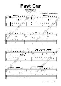 Fast Car Fingerstyle Guitar Tabs Tracy Chapman Dondee S Guitar