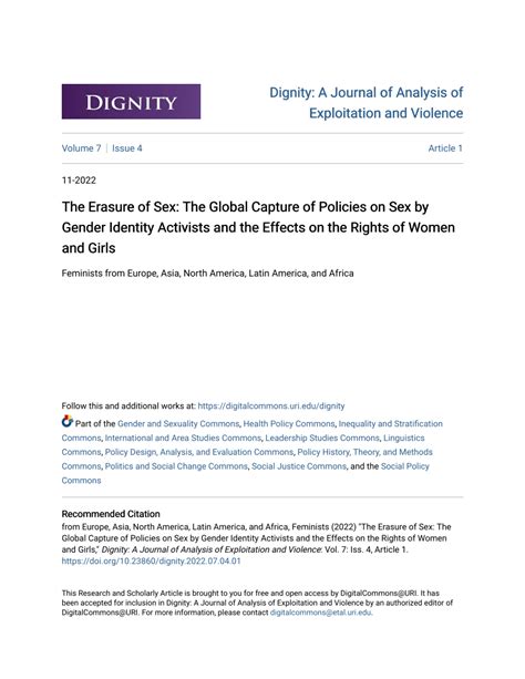 Pdf The Erasure Of Sex The Global Capture Of Policies On Sex By Gender Identity Activists And