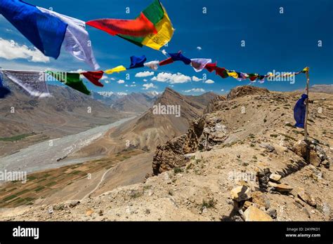 Buddhist Prayer Flags Lungta With Om Mani Padme Hum Mantra Written