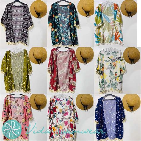 Printed Kimono Bikini Cover Up Tassel Kimono Coverup Women Beach Wear