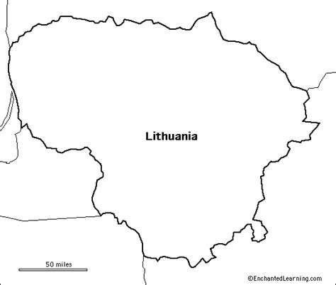 Outline Map Lithuania - EnchantedLearning.com