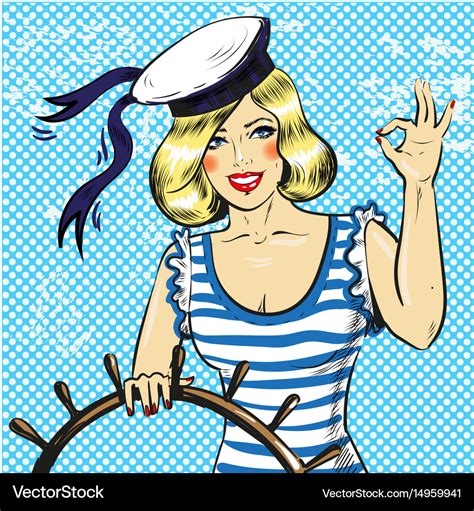 Pop Art Of Sailor Pin Up Girl Royalty Free Vector Image