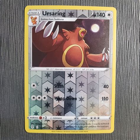 Ursaring Reverse Holo Pokemon Evolving Skies Colorless Uncommon