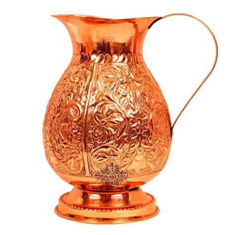 Indian Art Villa Copper Big Royal Leaf Flower Design Jug No Of Piece