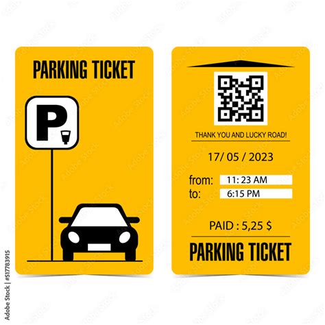 Vettoriale Stock Paid Parking Ticket Design Template In Black And