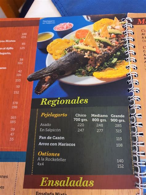 Carta Del Restaurante Mariscos La Lupita Villahermosa