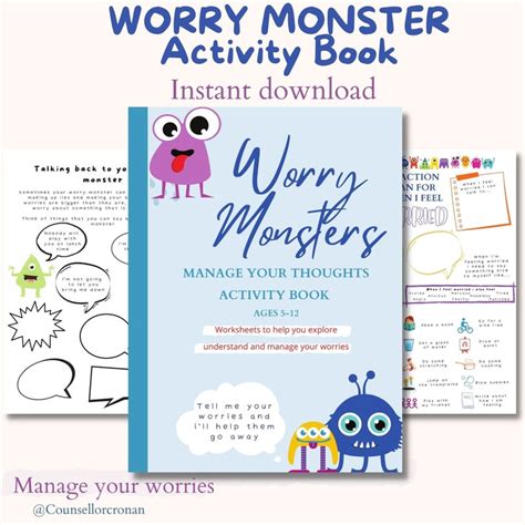 Worry Monster Activity Book Manage Worries Anxiety Relief Etsy Australia