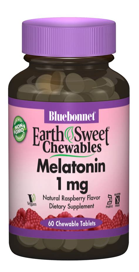 ᐈ Мелатонин 1мг, Вкус Малины, Earth Sweet Chewables, Bluebonnet ...