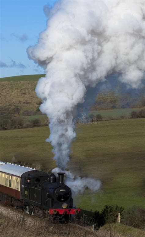 Steam Train On The Swanage Railway Near Corfe Castle Dorsetengland