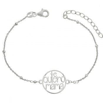 Pulsera Te Quiero Mam Con Bolitas Plata De Ley Karissma