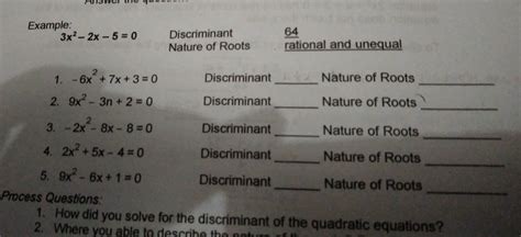 Solved Example 3x 2 2x 5 0 Discriminant 64 Nature Of Roots Rational And Unequal Discriminant 1